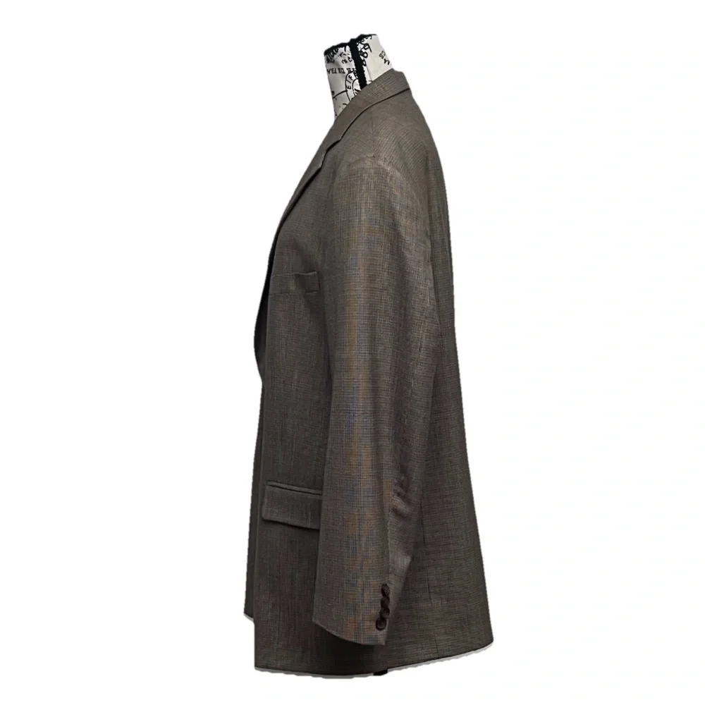 Brooks Brothers 346 Blazer 44L Brown Wool Herringbone 2 Button Sport Coat mens